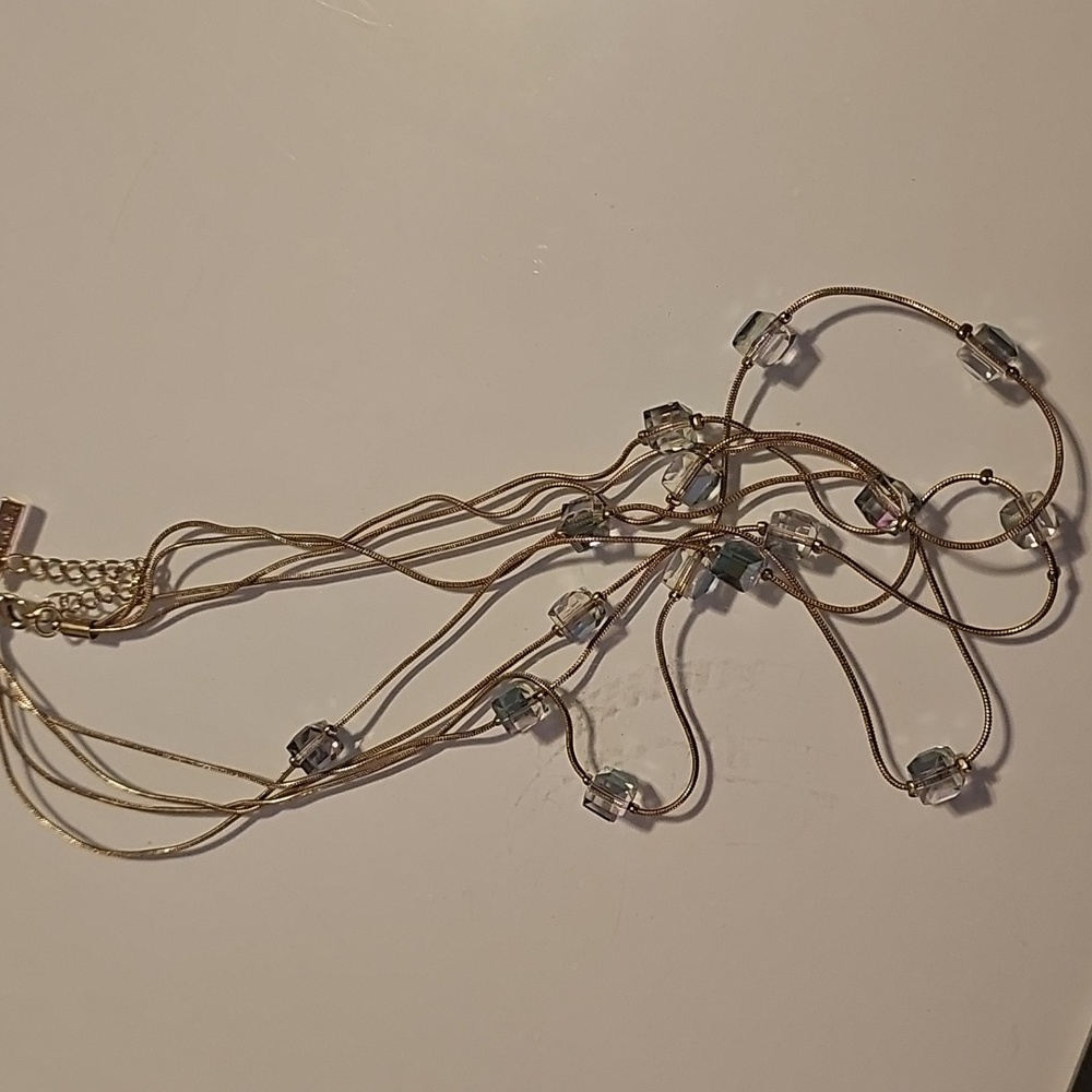 Elegant Gold and Silver Tone Beaded Necklace